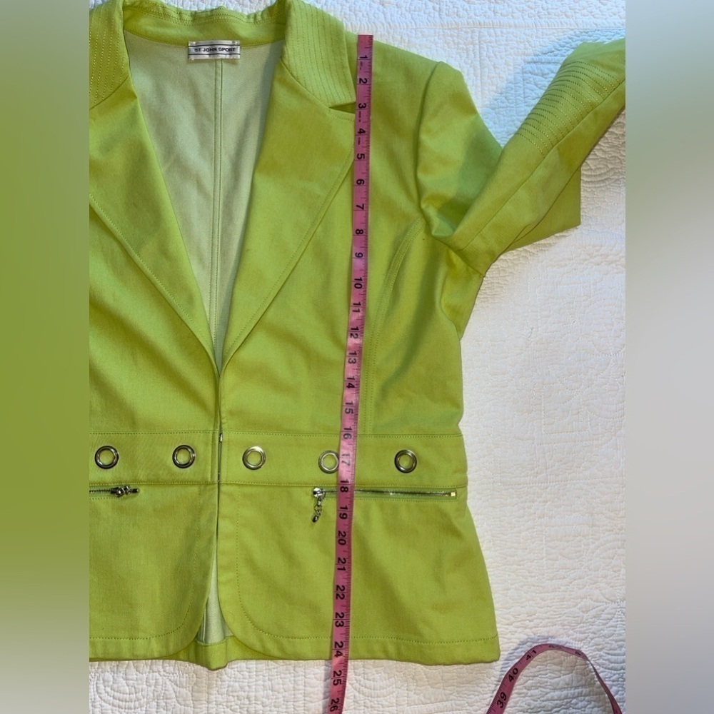 St John Sport Jacket Blazer Cardigan Neon Bright Green - Picture 5 of 8